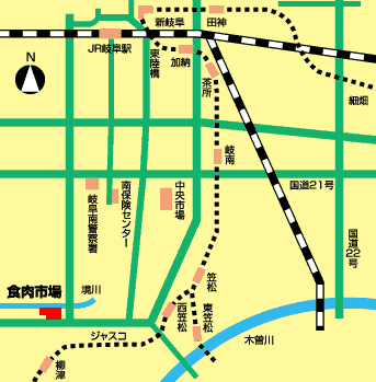 岐阜市食肉地方卸売市場へのアクセス
